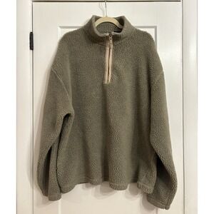Vintage 90s Gap Men's XL Tan 1/4 Zip Deep Pile Fleece Pullover Sweater‎ Baggy